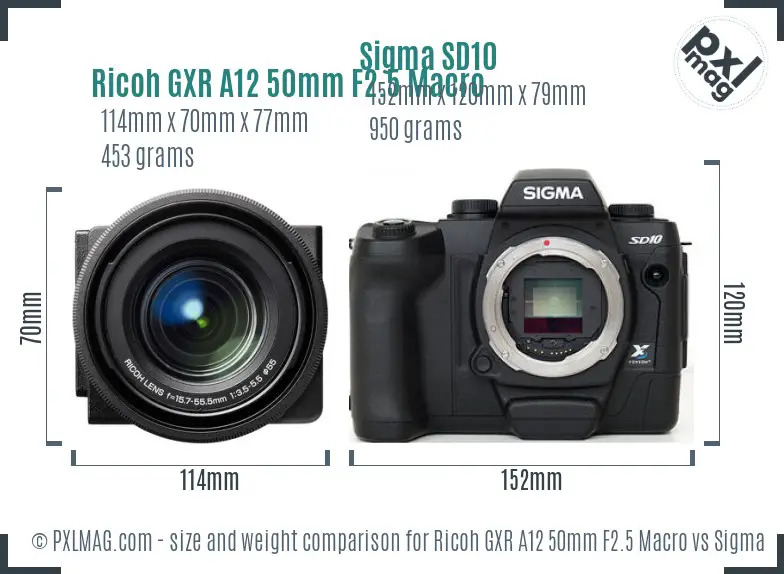 Ricoh GXR A12 50mm F2.5 Macro vs Sigma SD10 size comparison