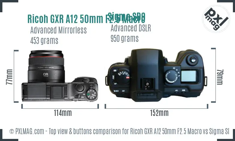 Ricoh GXR A12 50mm F2.5 Macro vs Sigma SD9 top view buttons comparison