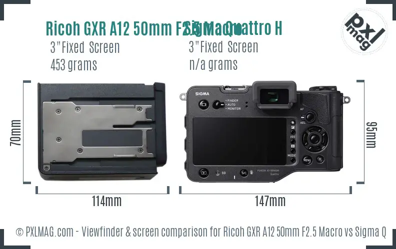 Ricoh GXR A12 50mm F2.5 Macro vs Sigma Quattro H Screen and Viewfinder comparison