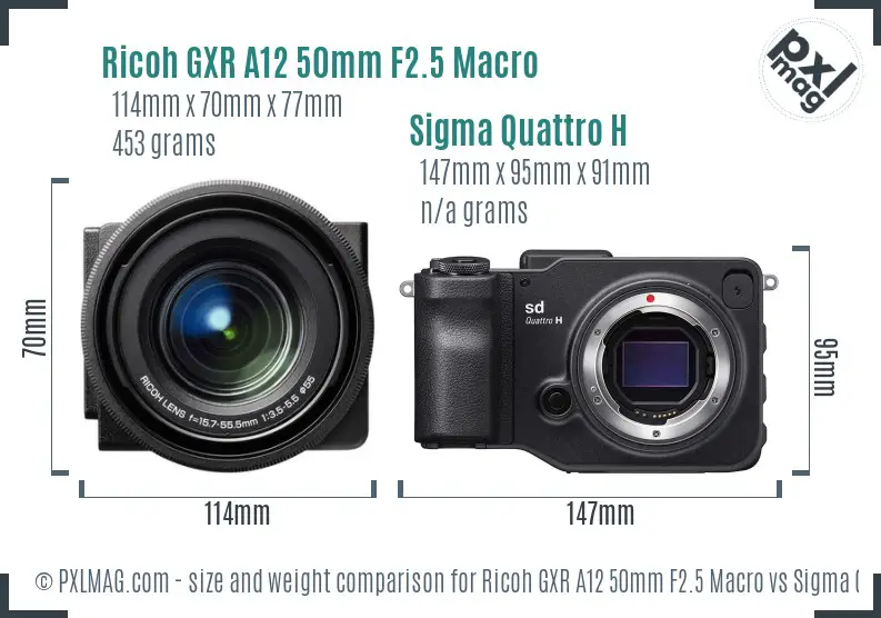 Ricoh GXR A12 50mm F2.5 Macro vs Sigma Quattro H size comparison
