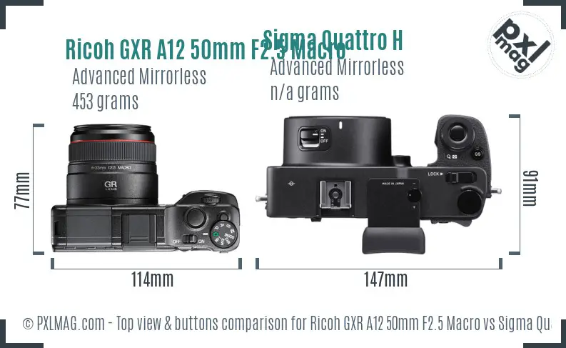 Ricoh GXR A12 50mm F2.5 Macro vs Sigma Quattro H top view buttons comparison