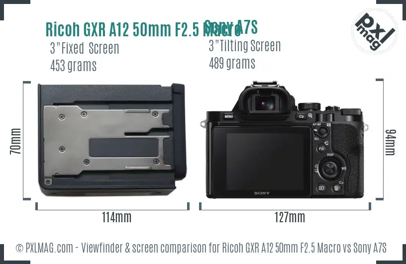 Ricoh GXR A12 50mm F2.5 Macro vs Sony A7S Screen and Viewfinder comparison