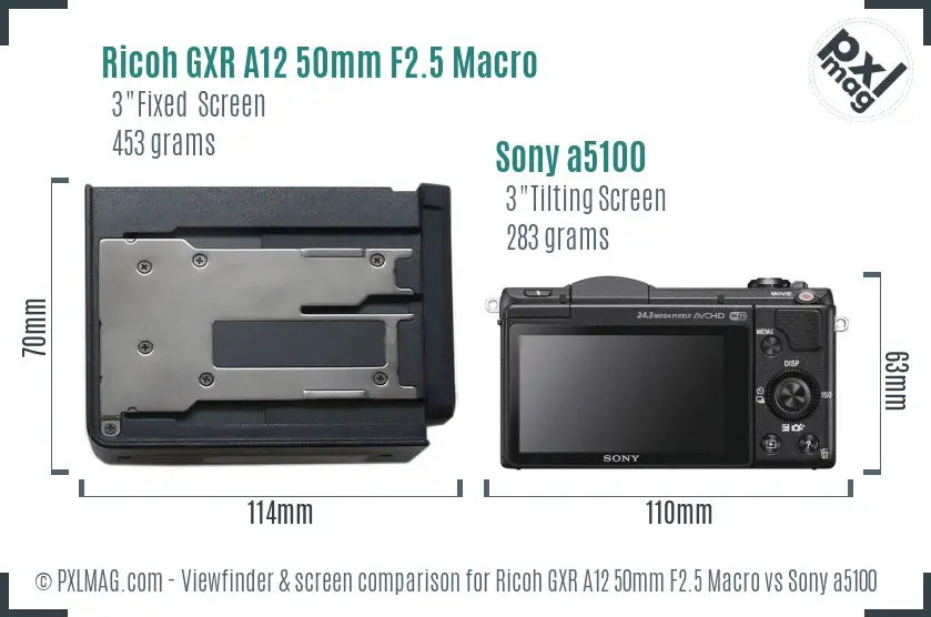 Ricoh GXR A12 50mm F2.5 Macro vs Sony a5100 Screen and Viewfinder comparison