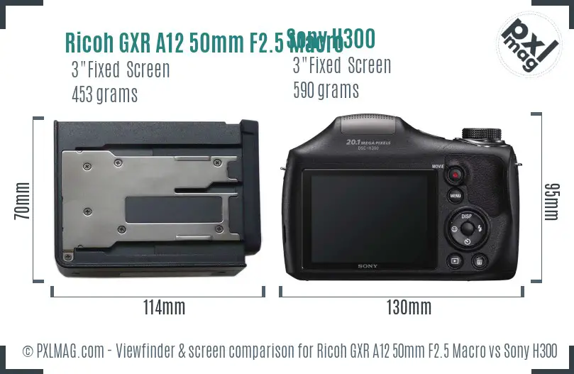Ricoh GXR A12 50mm F2.5 Macro vs Sony H300 Screen and Viewfinder comparison