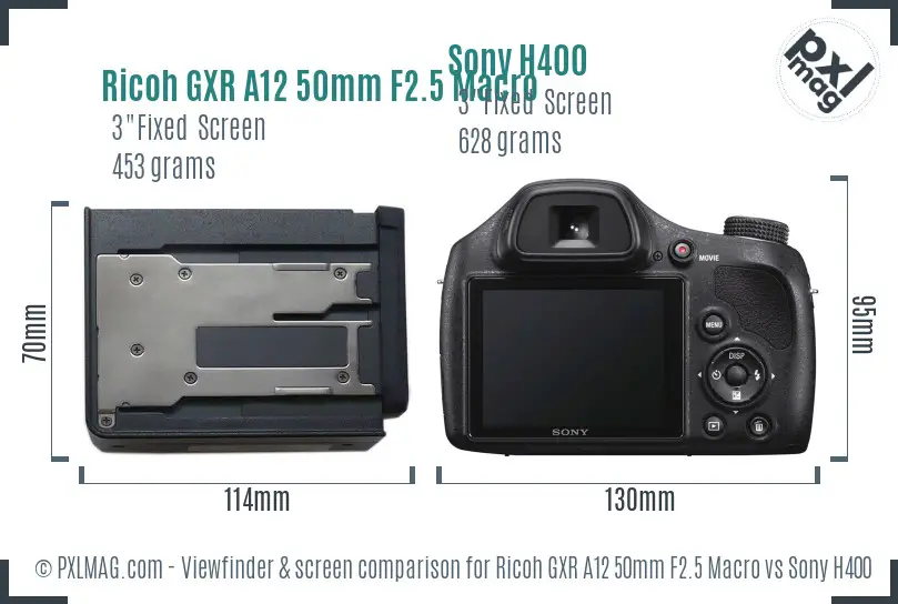 Ricoh GXR A12 50mm F2.5 Macro vs Sony H400 Screen and Viewfinder comparison Ricoh GXR A12 50mm F2.5 Macro vs Sony H400 Screen and Viewfinder comparison