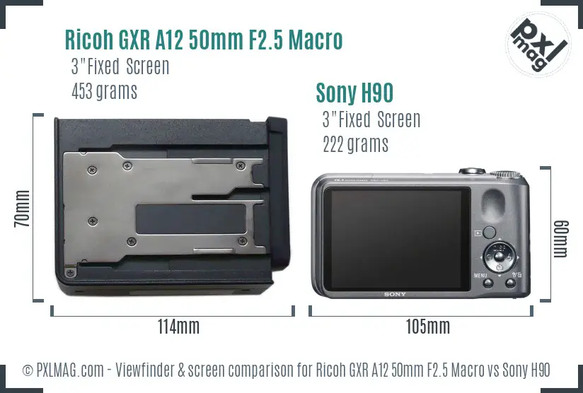 Ricoh GXR A12 50mm F2.5 Macro vs Sony H90 Screen and Viewfinder comparison