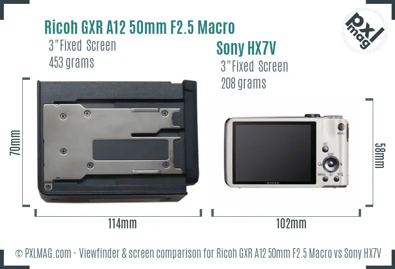 Ricoh GXR A12 50mm F2.5 Macro vs Sony HX7V Screen and Viewfinder comparison Ricoh GXR A12 50mm F2.5 Macro vs Sony HX7V Screen and Viewfinder comparison