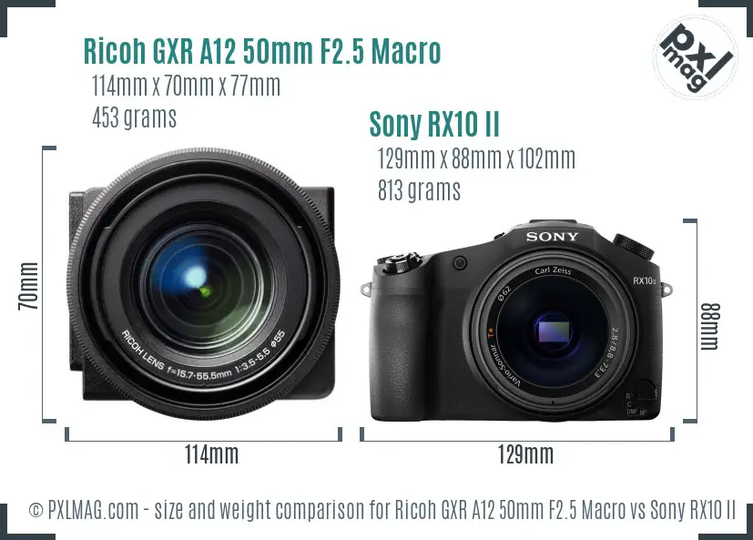 Ricoh GXR A12 50mm F2.5 Macro vs Sony RX10 II size comparison