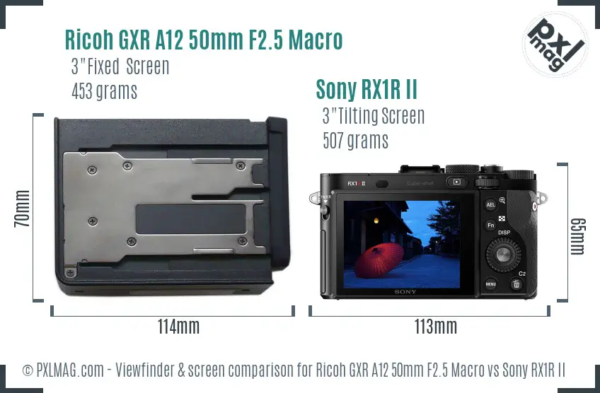 Ricoh GXR A12 50mm F2.5 Macro vs Sony RX1R II Screen and Viewfinder comparison