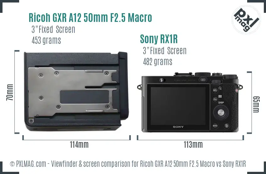 Ricoh GXR A12 50mm F2.5 Macro vs Sony RX1R Screen and Viewfinder comparison