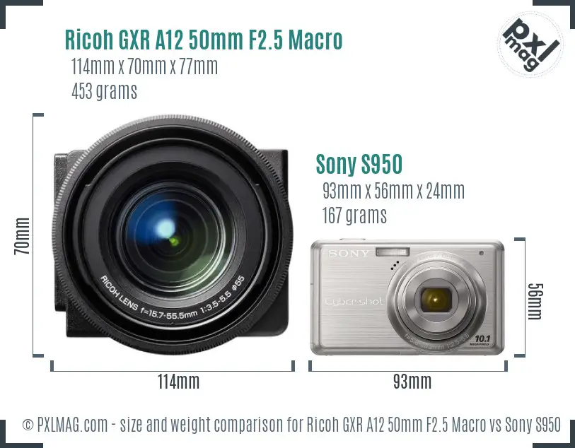 Ricoh GXR A12 50mm F2.5 Macro vs Sony S950 size comparison