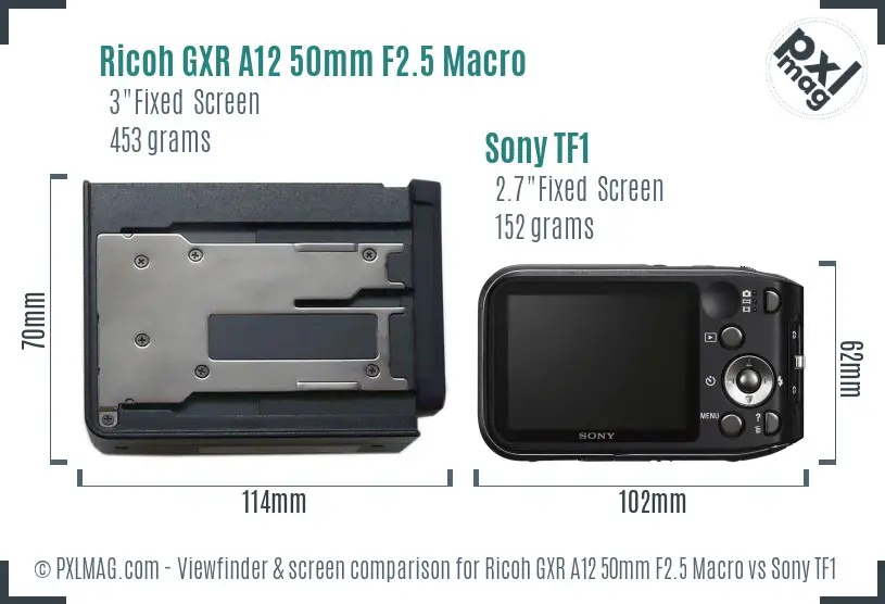 Ricoh GXR A12 50mm F2.5 Macro vs Sony TF1 Screen and Viewfinder comparison