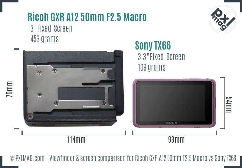 Ricoh GXR A12 50mm F2.5 Macro vs Sony TX66 Screen and Viewfinder comparison