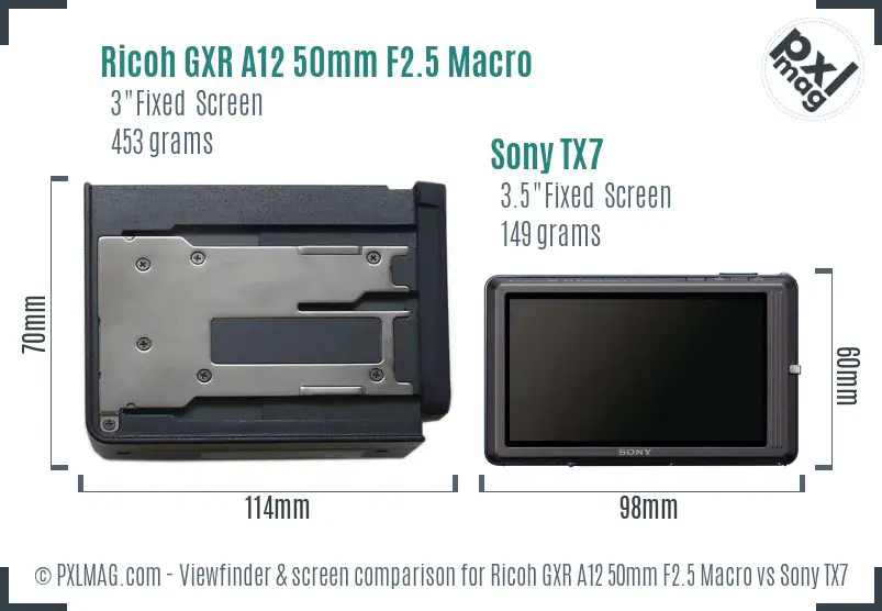 Ricoh GXR A12 50mm F2.5 Macro vs Sony TX7 Screen and Viewfinder comparison