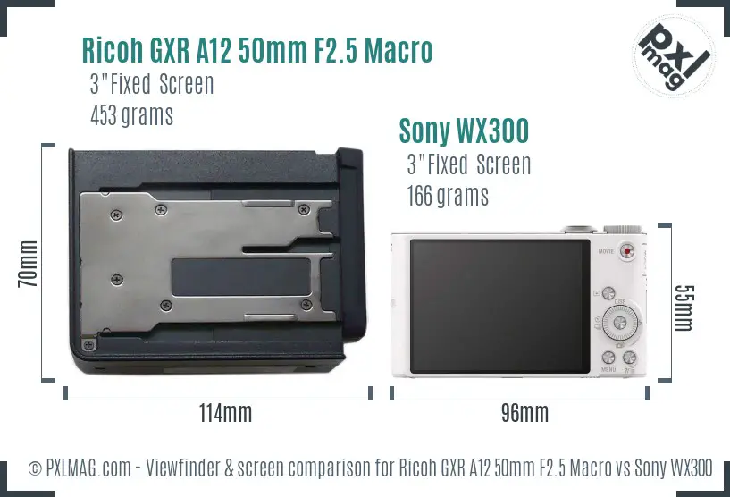 Ricoh GXR A12 50mm F2.5 Macro vs Sony WX300 Screen and Viewfinder comparison