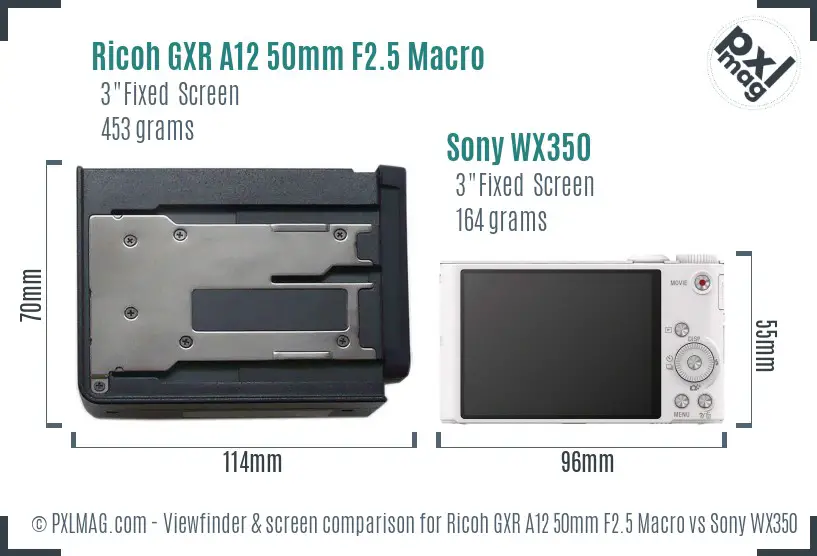 Ricoh GXR A12 50mm F2.5 Macro vs Sony WX350 Screen and Viewfinder comparison