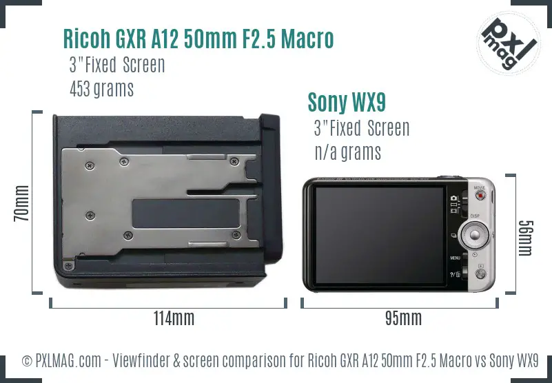 Ricoh GXR A12 50mm F2.5 Macro vs Sony WX9 Screen and Viewfinder comparison