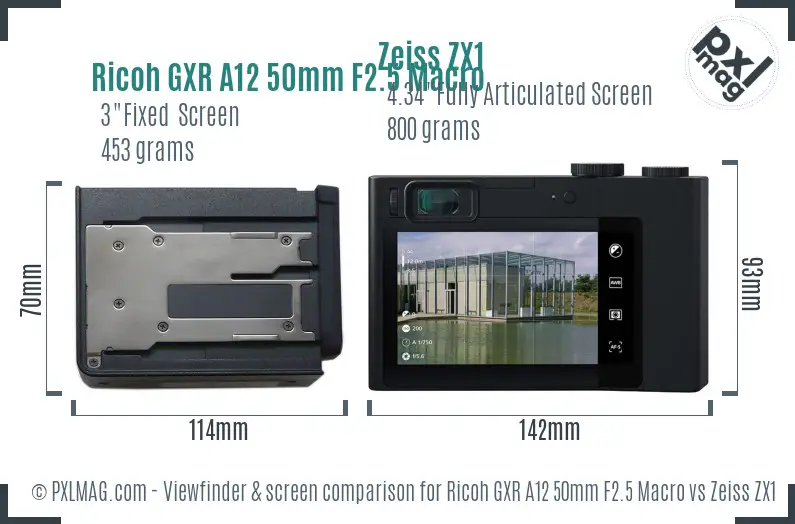 Ricoh GXR A12 50mm F2.5 Macro vs Zeiss ZX1 Screen and Viewfinder comparison