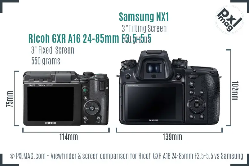 Ricoh GXR A16 24-85mm F3.5-5.5 vs Samsung NX1 Screen and Viewfinder comparison