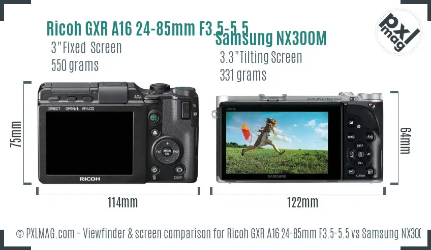 Ricoh GXR A16 24-85mm F3.5-5.5 vs Samsung NX300M Screen and Viewfinder comparison