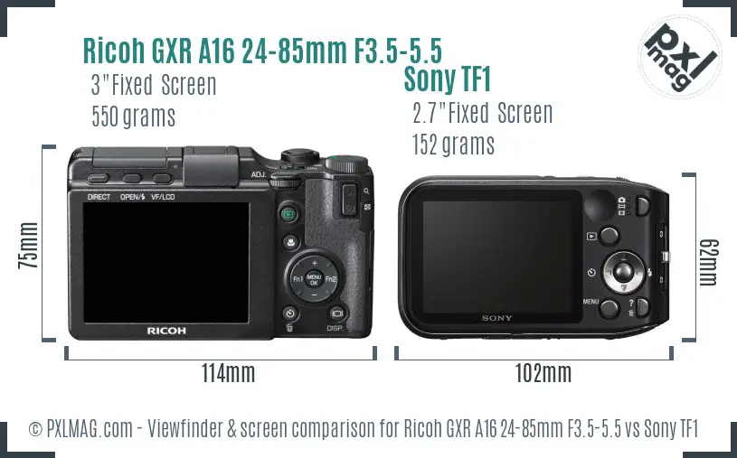 Ricoh GXR A16 24-85mm F3.5-5.5 vs Sony TF1 Screen and Viewfinder comparison