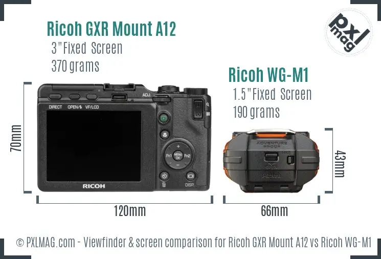 Ricoh GXR Mount A12 vs Ricoh WG-M1 Screen and Viewfinder comparison