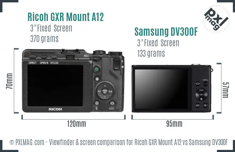 Ricoh GXR Mount A12 vs Samsung DV300F Screen and Viewfinder comparison