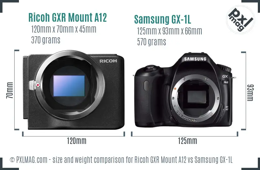 Ricoh GXR Mount A12 vs Samsung GX-1L size comparison