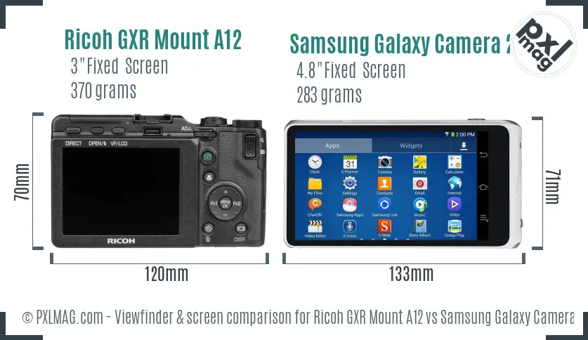 Ricoh GXR Mount A12 vs Samsung Galaxy Camera 2 Screen and Viewfinder comparison