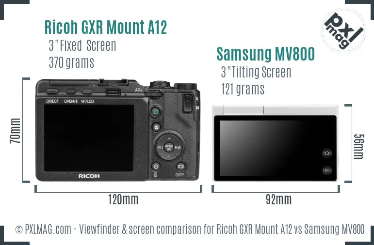 Ricoh GXR Mount A12 vs Samsung MV800 Screen and Viewfinder comparison