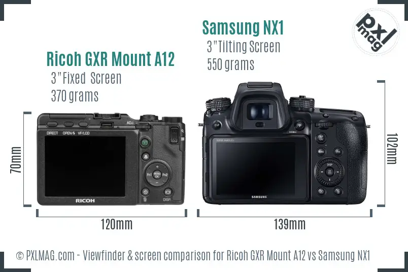 Ricoh GXR Mount A12 vs Samsung NX1 Screen and Viewfinder comparison