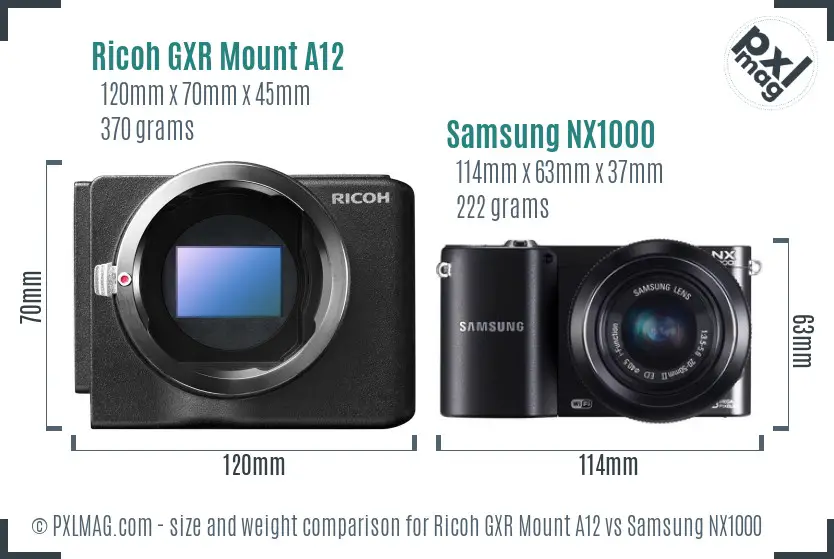 Ricoh GXR Mount A12 vs Samsung NX1000 size comparison