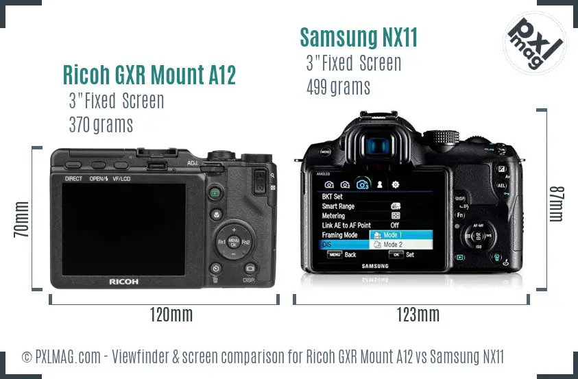 Ricoh GXR Mount A12 vs Samsung NX11 Screen and Viewfinder comparison