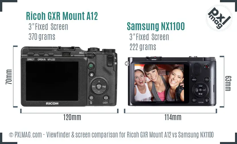 Ricoh GXR Mount A12 vs Samsung NX1100 Screen and Viewfinder comparison