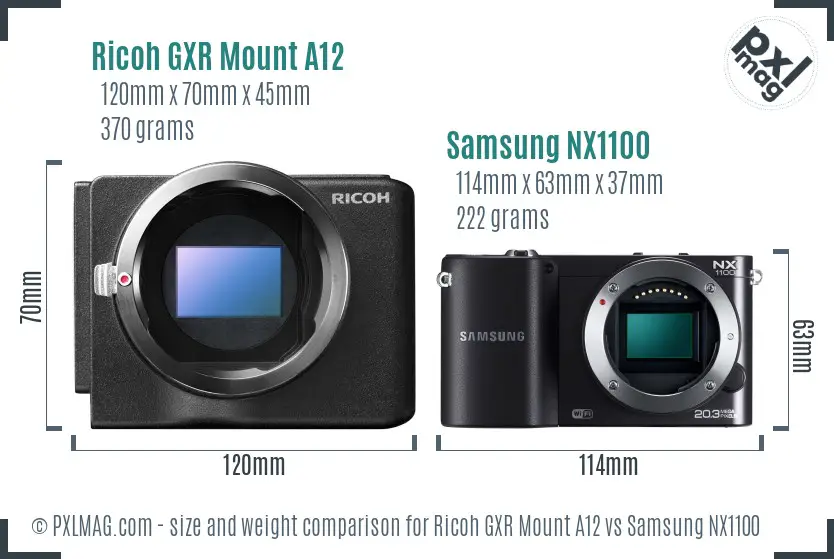 Ricoh GXR Mount A12 vs Samsung NX1100 size comparison