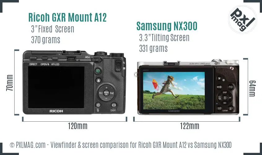Ricoh GXR Mount A12 vs Samsung NX300 Screen and Viewfinder comparison