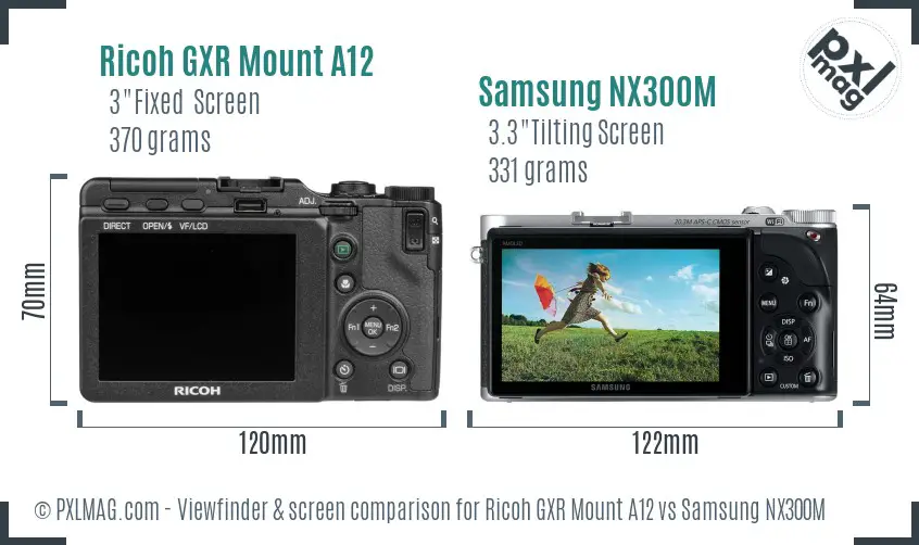 Ricoh GXR Mount A12 vs Samsung NX300M Screen and Viewfinder comparison