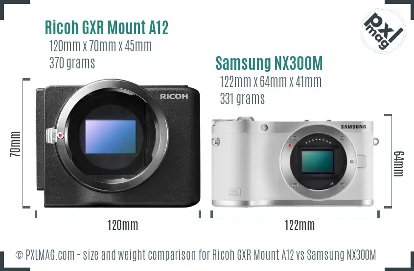 Ricoh GXR Mount A12 vs Samsung NX300M size comparison