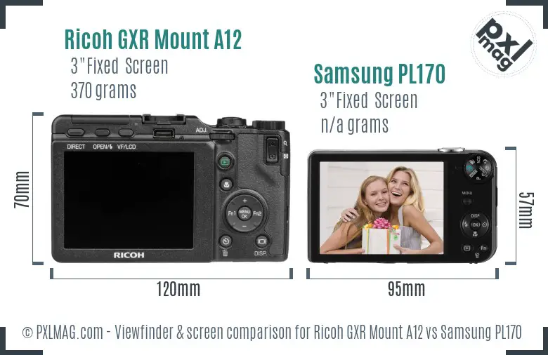 Ricoh GXR Mount A12 vs Samsung PL170 Screen and Viewfinder comparison