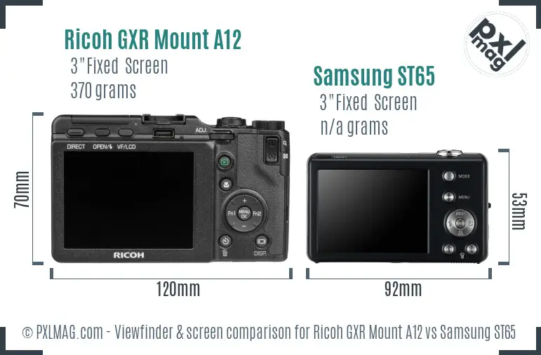 Ricoh GXR Mount A12 vs Samsung ST65 Screen and Viewfinder comparison