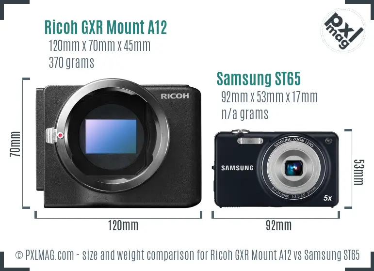 Ricoh GXR Mount A12 vs Samsung ST65 size comparison