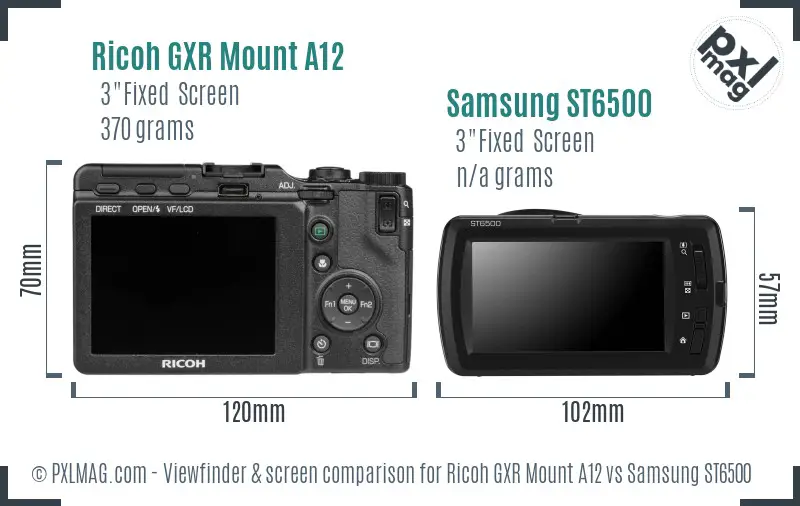Ricoh GXR Mount A12 vs Samsung ST6500 Screen and Viewfinder comparison
