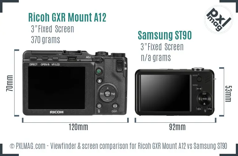 Ricoh GXR Mount A12 vs Samsung ST90 Screen and Viewfinder comparison