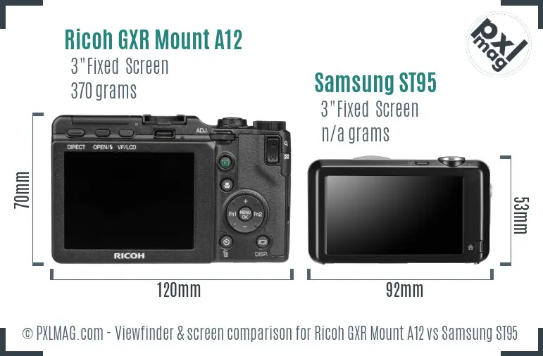 Ricoh GXR Mount A12 vs Samsung ST95 Screen and Viewfinder comparison