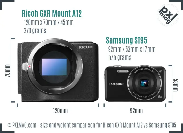Ricoh GXR Mount A12 vs Samsung ST95 size comparison