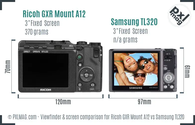 Ricoh GXR Mount A12 vs Samsung TL320 Screen and Viewfinder comparison