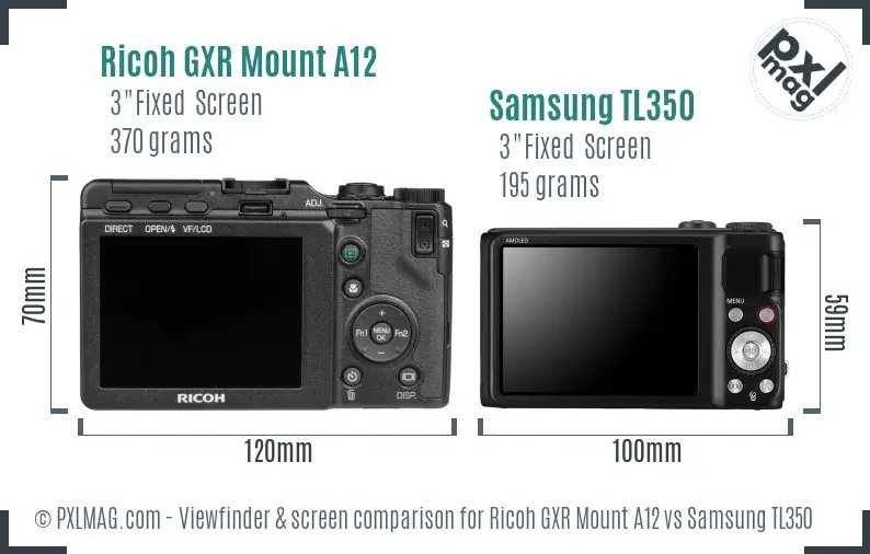 Ricoh GXR Mount A12 vs Samsung TL350 Screen and Viewfinder comparison
