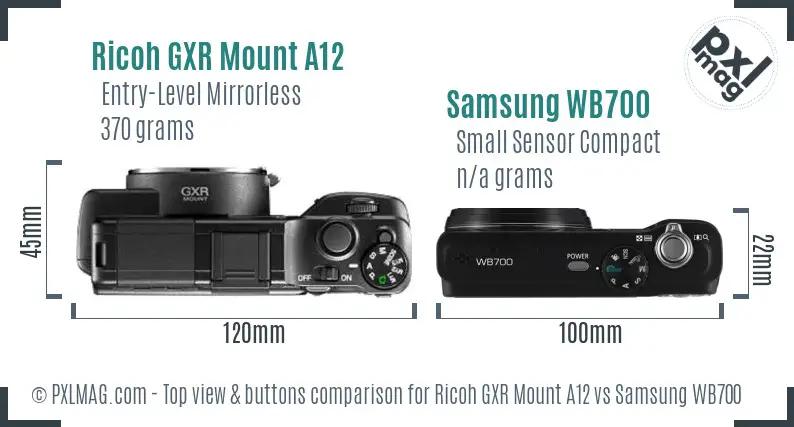 Ricoh GXR Mount A12 vs Samsung WB700 top view buttons comparison