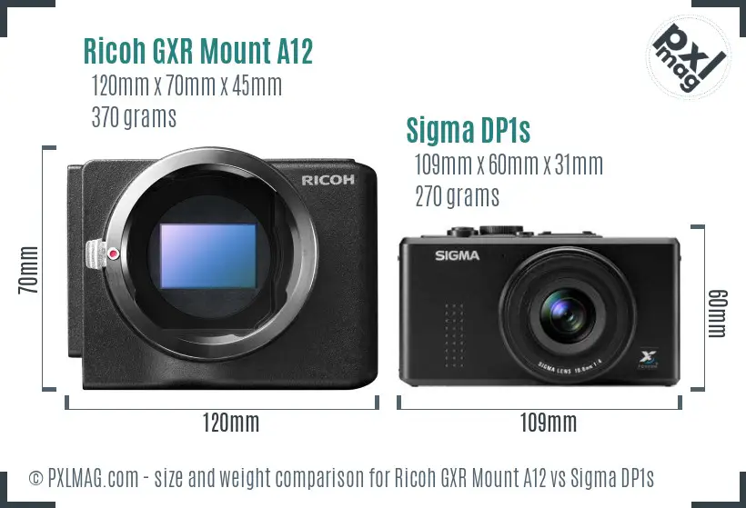 Ricoh GXR Mount A12 vs Sigma DP1s size comparison
