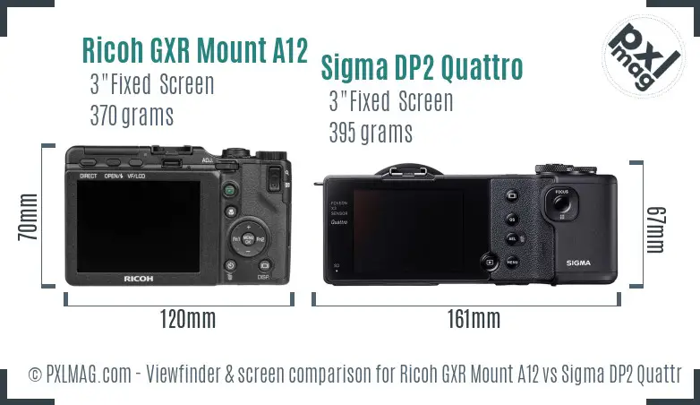 Ricoh GXR Mount A12 vs Sigma DP2 Quattro Screen and Viewfinder comparison